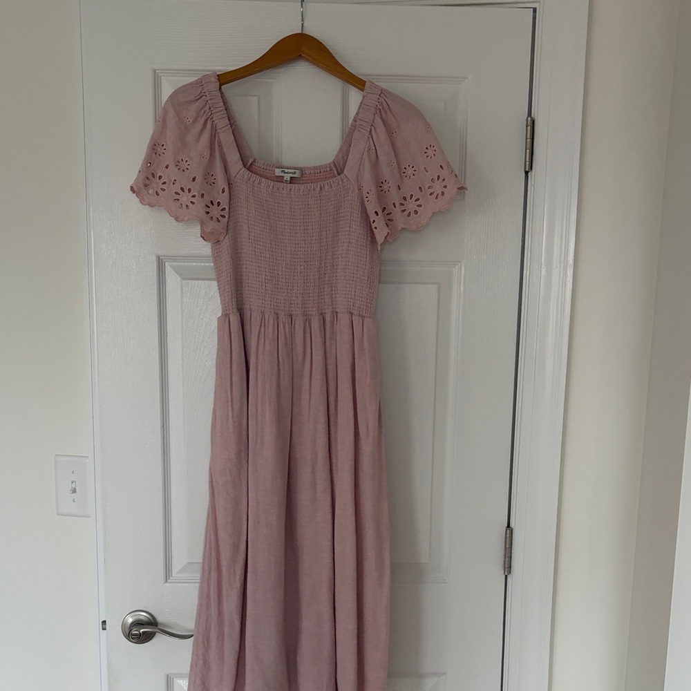 Madewell Blush eyelet sleeves dress.